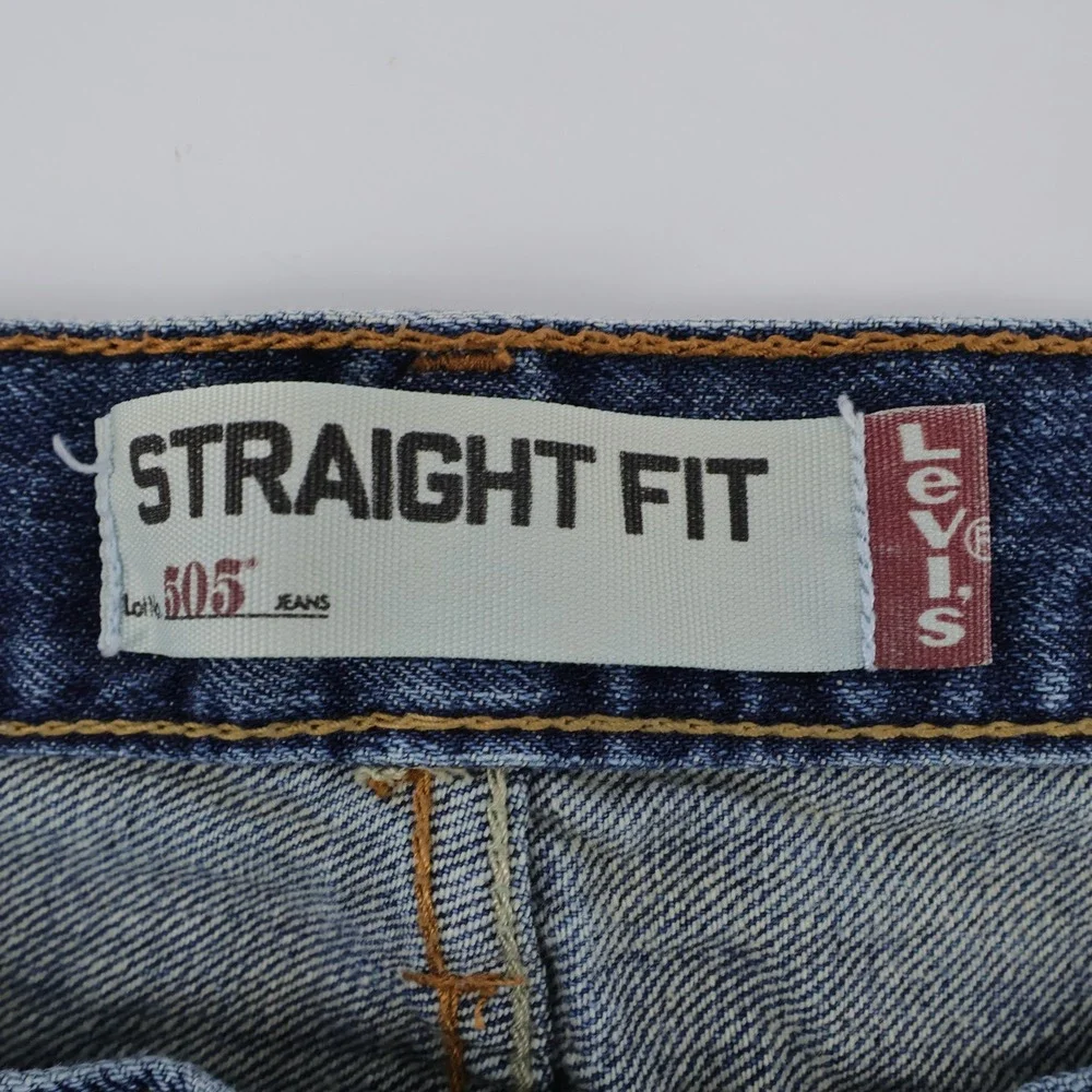 Levi 505 Straight Fit Jeans Blue 100% Cotton Denim Mens 36x34